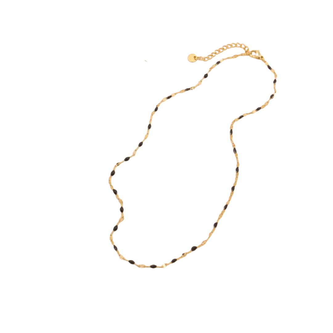 Collier chapelet billes minimaliste résine époxy - 42 roses