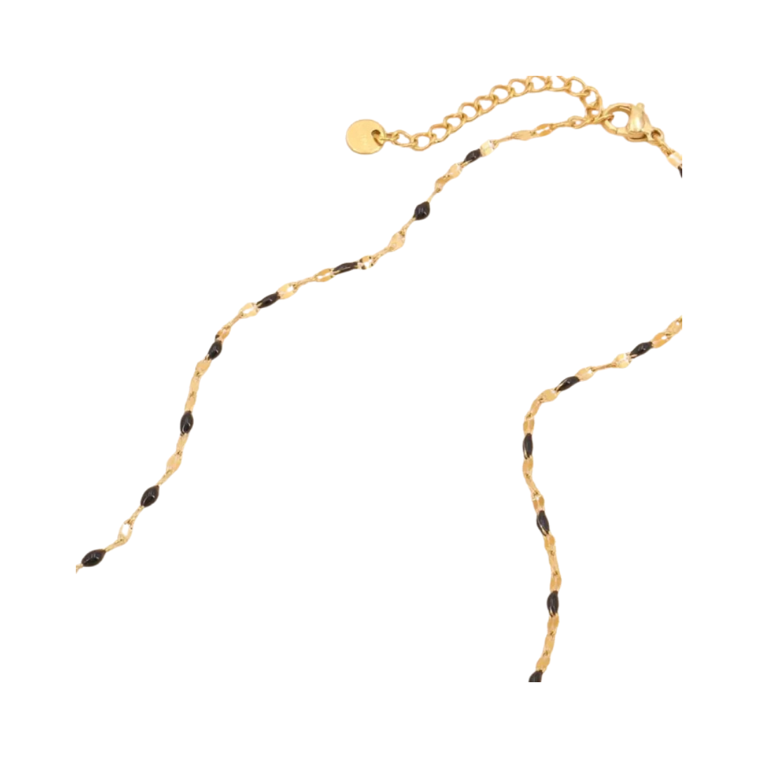 Collier chapelet billes minimaliste résine époxy - 42 roses