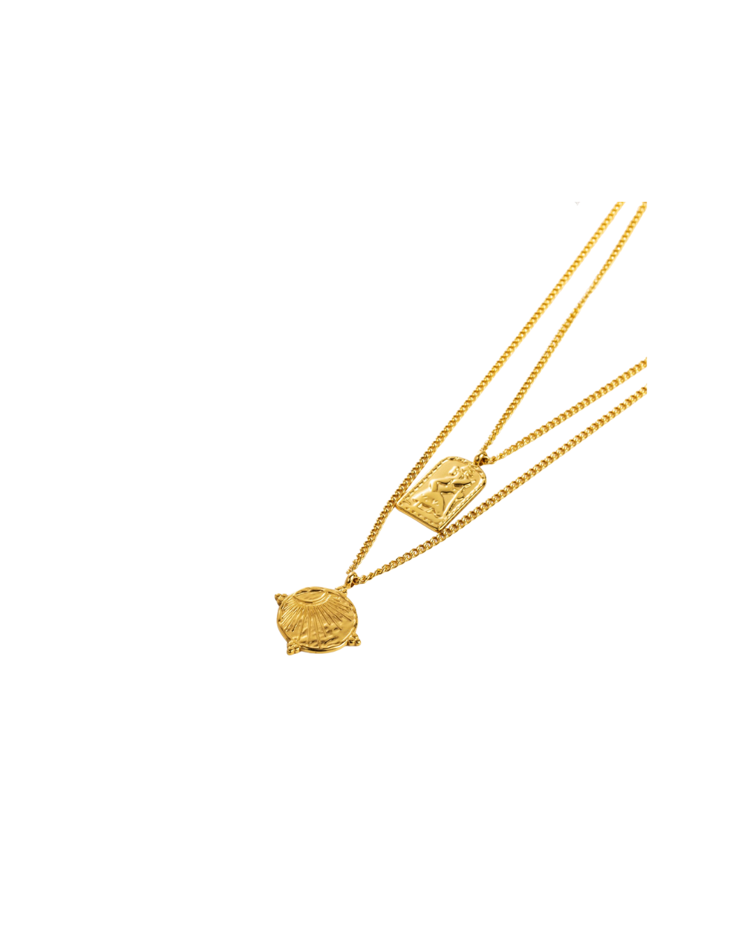Collier Multi Rang Pendentif Double Médaillon - 42 roses