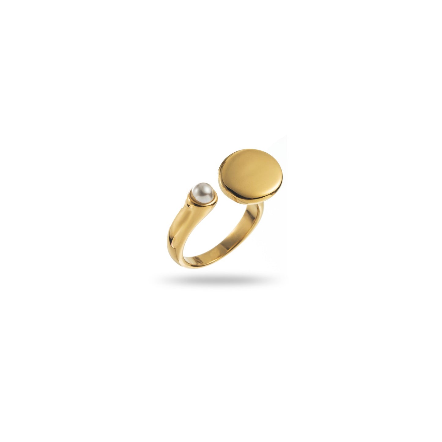 Bague Ouverte Perle Blanche - 42 roses