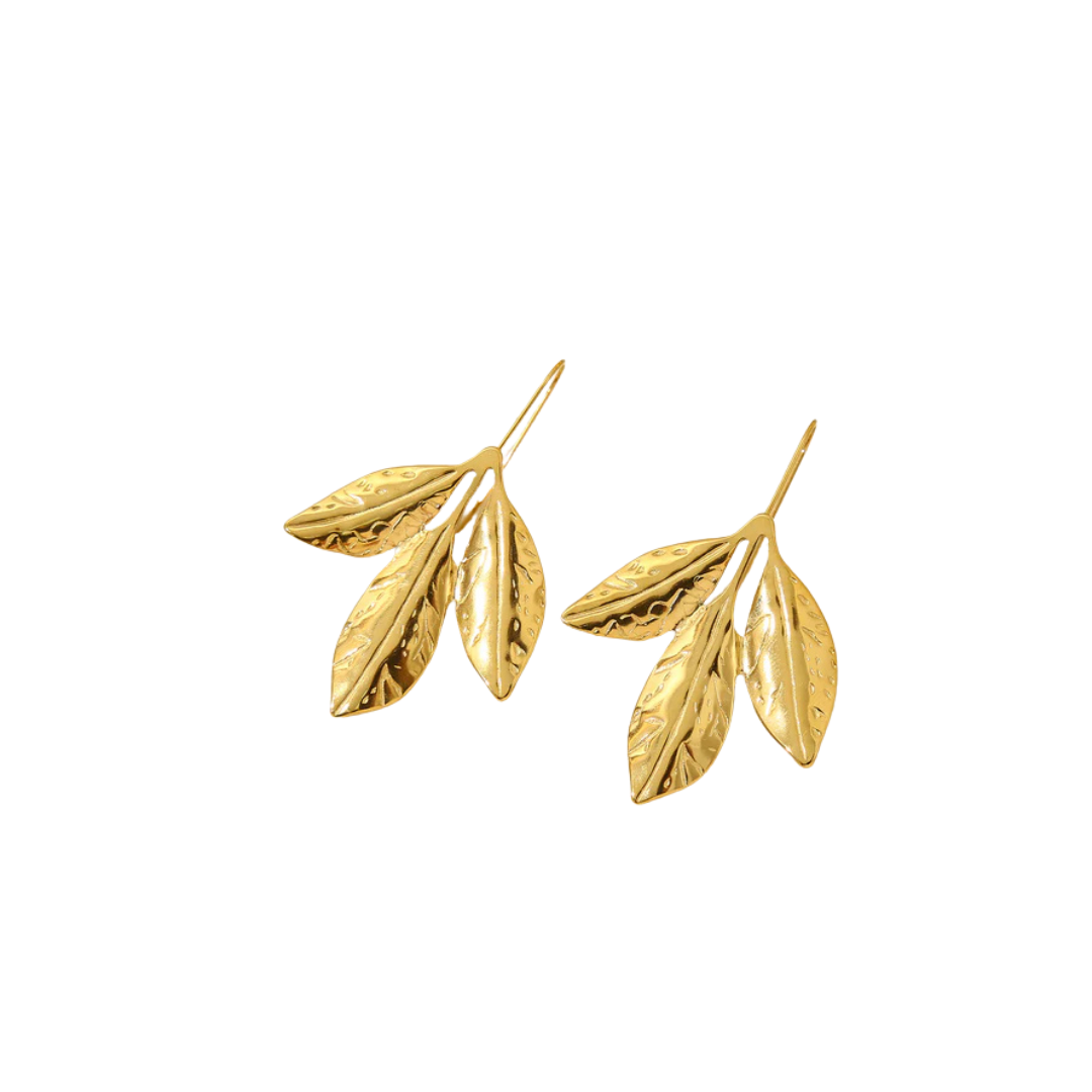 Boucles d'oreilles dorées feuilles - 42 roses