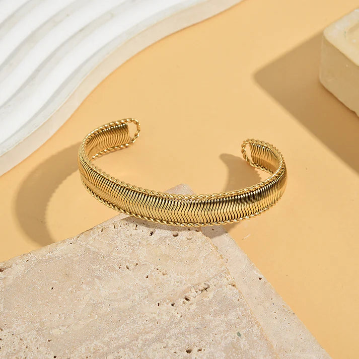 Bracelet Doré Jonc Tissé - 42 roses
