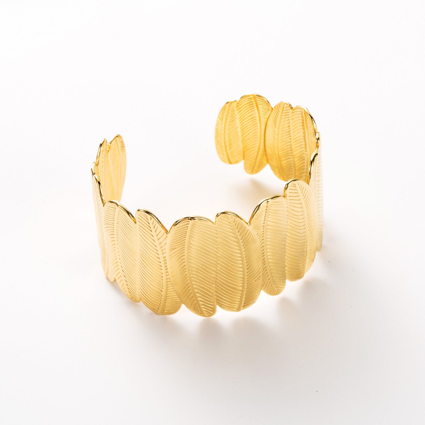 Bracelet Large Jonc Grandes Feuilles - 42 roses