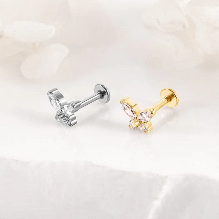 Piercing Doré Papillon Strass - 42 roses