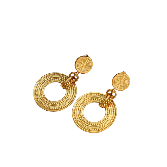 Boucles d'Oreilles Dorées Anneau Pendants - 42 roses