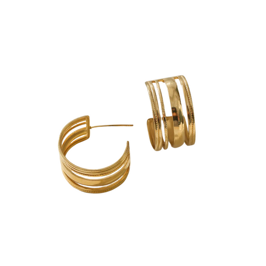 Boucles d'Oreilles Dorées Créoles Lignes Larges - 42 roses