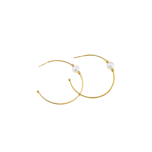 Boucles d'Oreilles Dorées Créoles - 42 roses