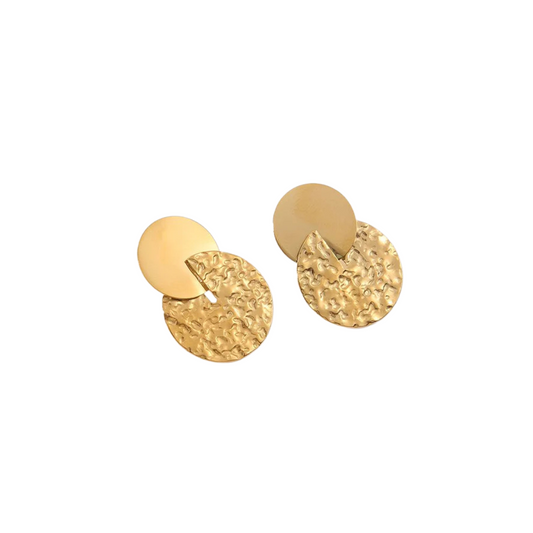 Boucles d'Oreilles Dorées Double Disques