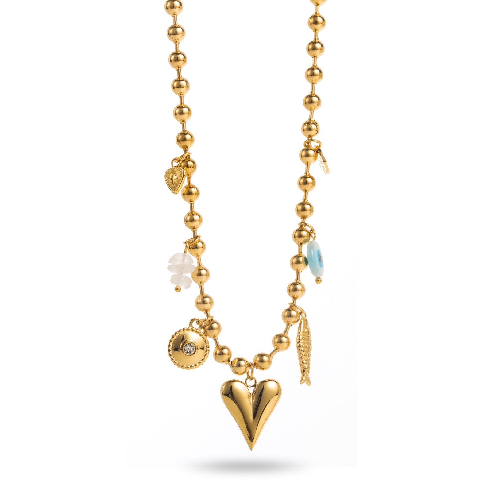 Collier breloque coeur - 42 roses