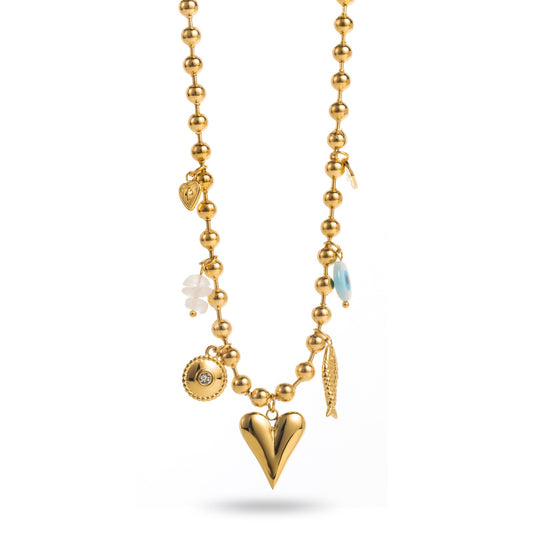 Collier breloque coeur - 42 roses